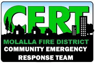 The logo for the molalla fire district community emergency response team